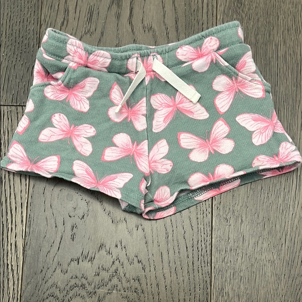 Carter's Green and Pink Butterfly Print Lounge Shorts with working drawstrings